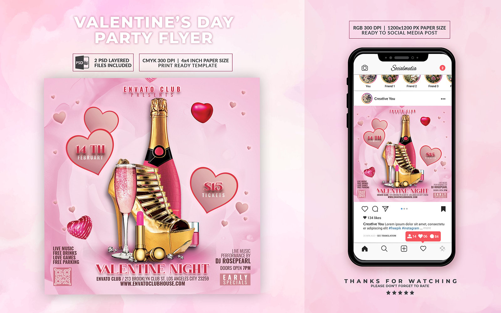 Pink Valentine Night Flyer