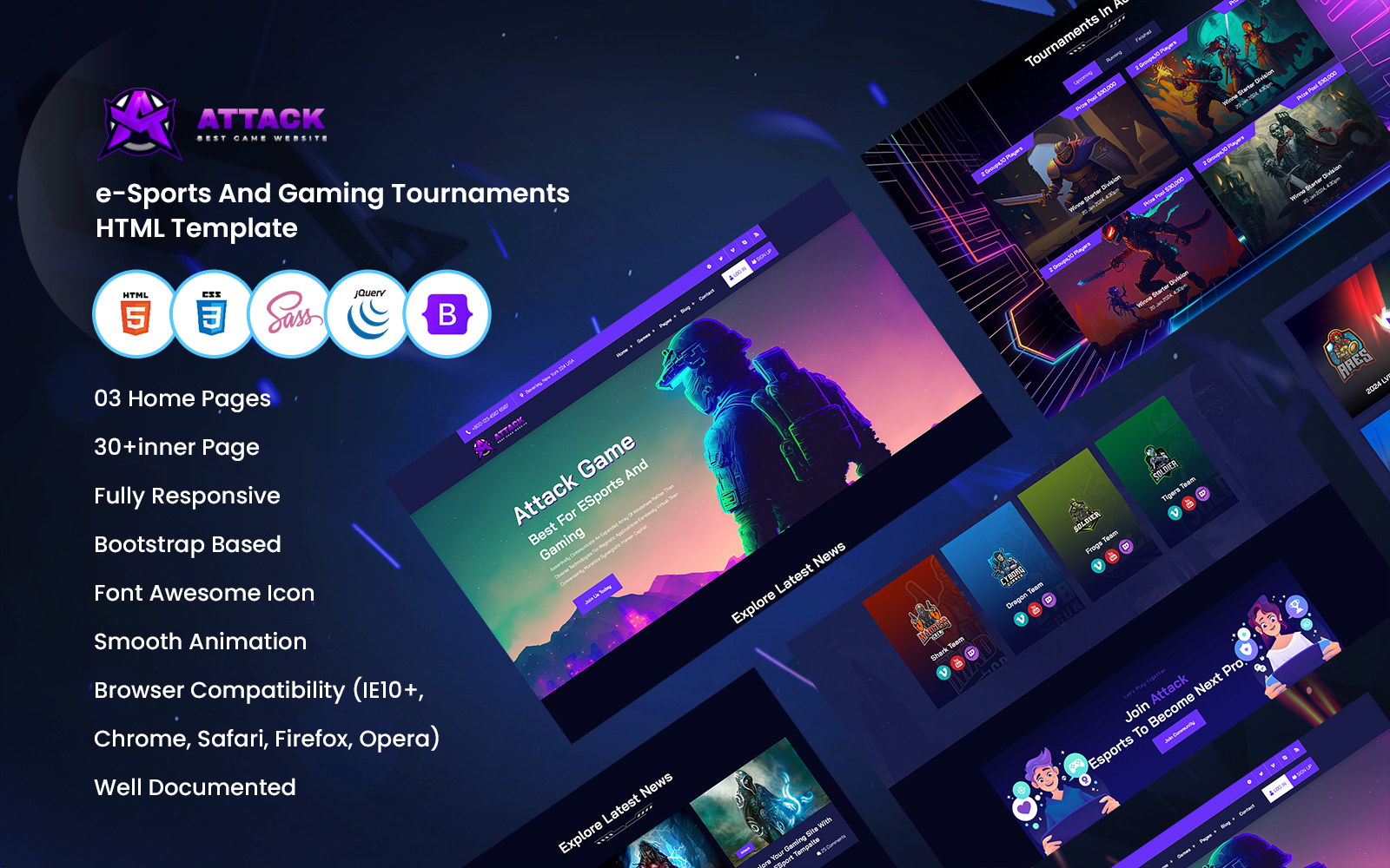 Attack - eSports And Gaming Tournaments HTML Template