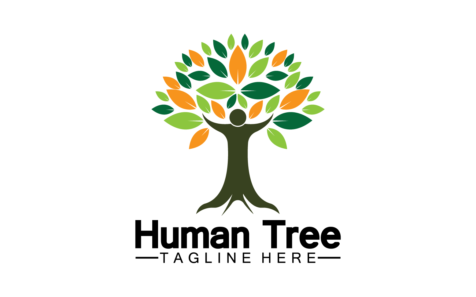 Human tree concept love save green logo version 3