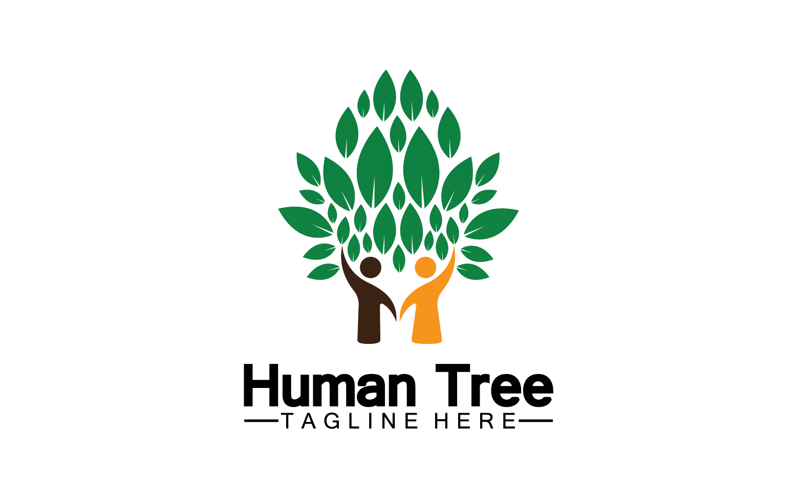 Human tree concept love save green logo version 11