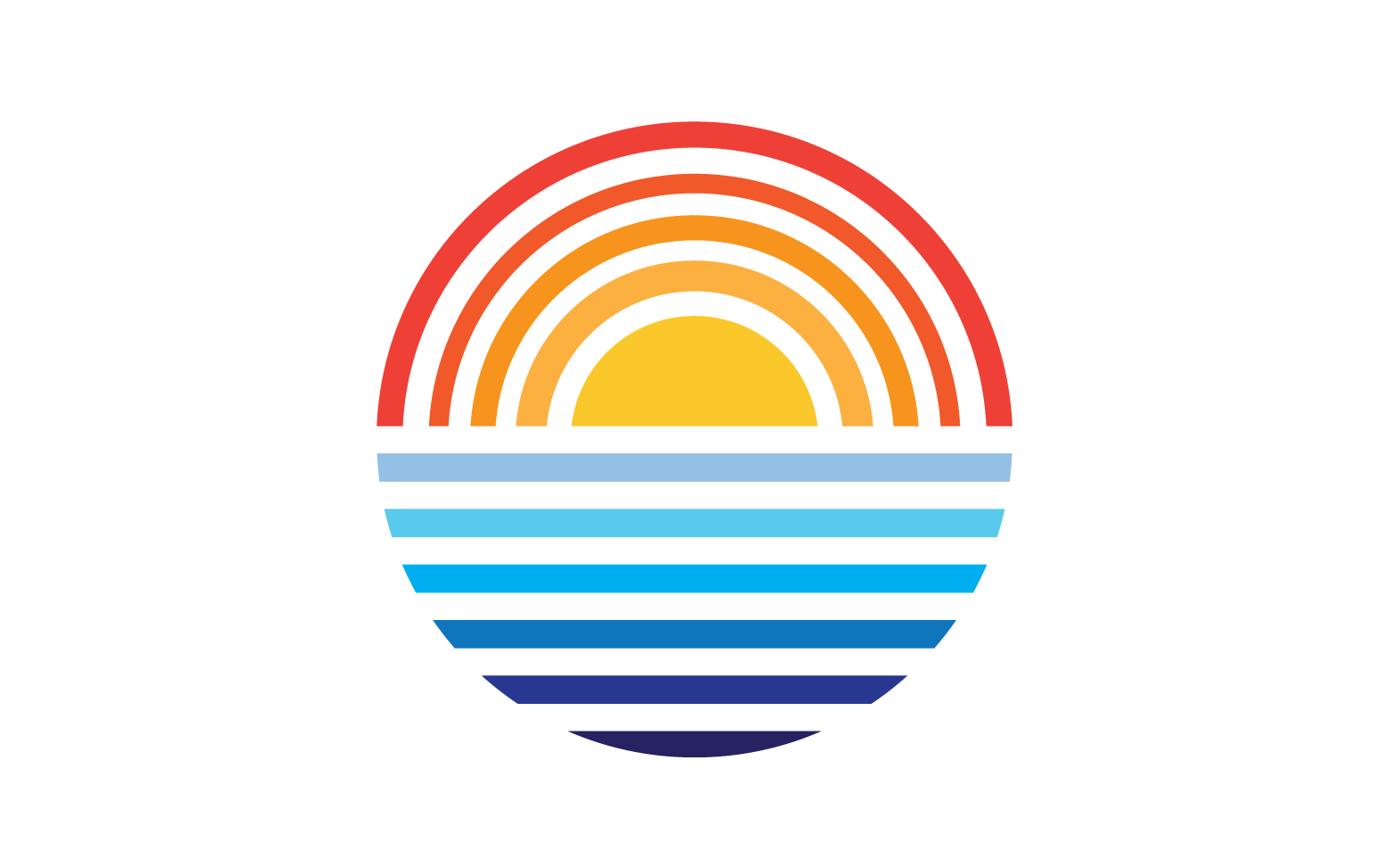 Sun and wave ocean logo template version 8