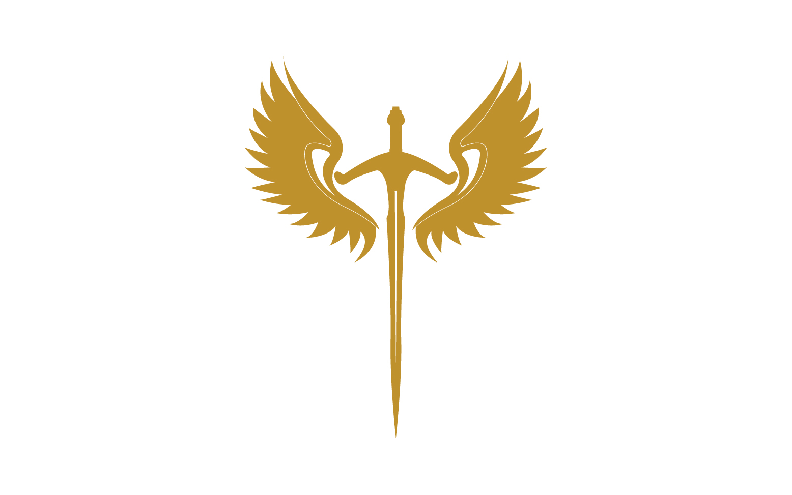 Sword with Wings. Golden Sword Symbol v6