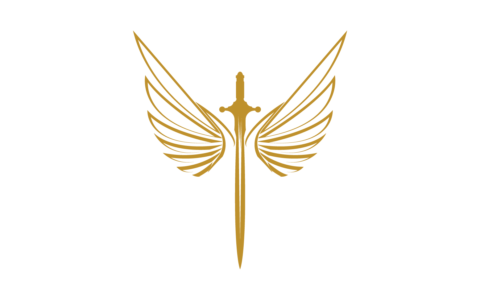 Sword with Wings. Golden Sword Symbol v25