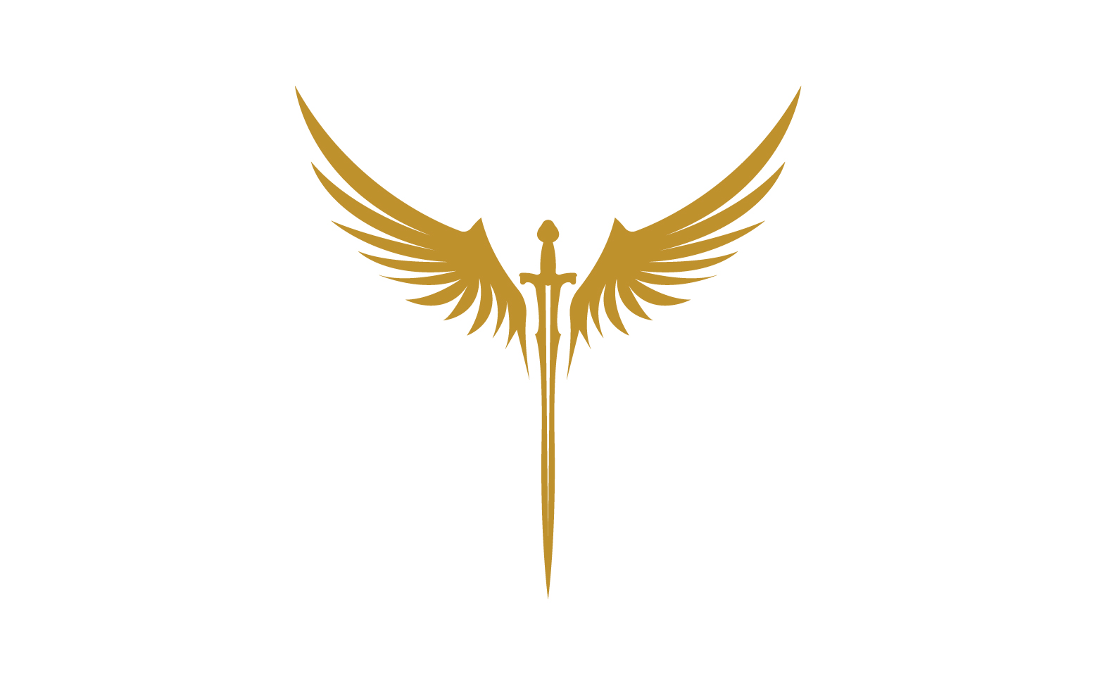 Sword with Wings. Golden Sword Symbol v19
