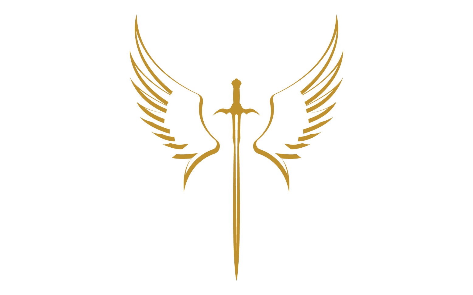 Sword with Wings. Golden Sword Symbol v28