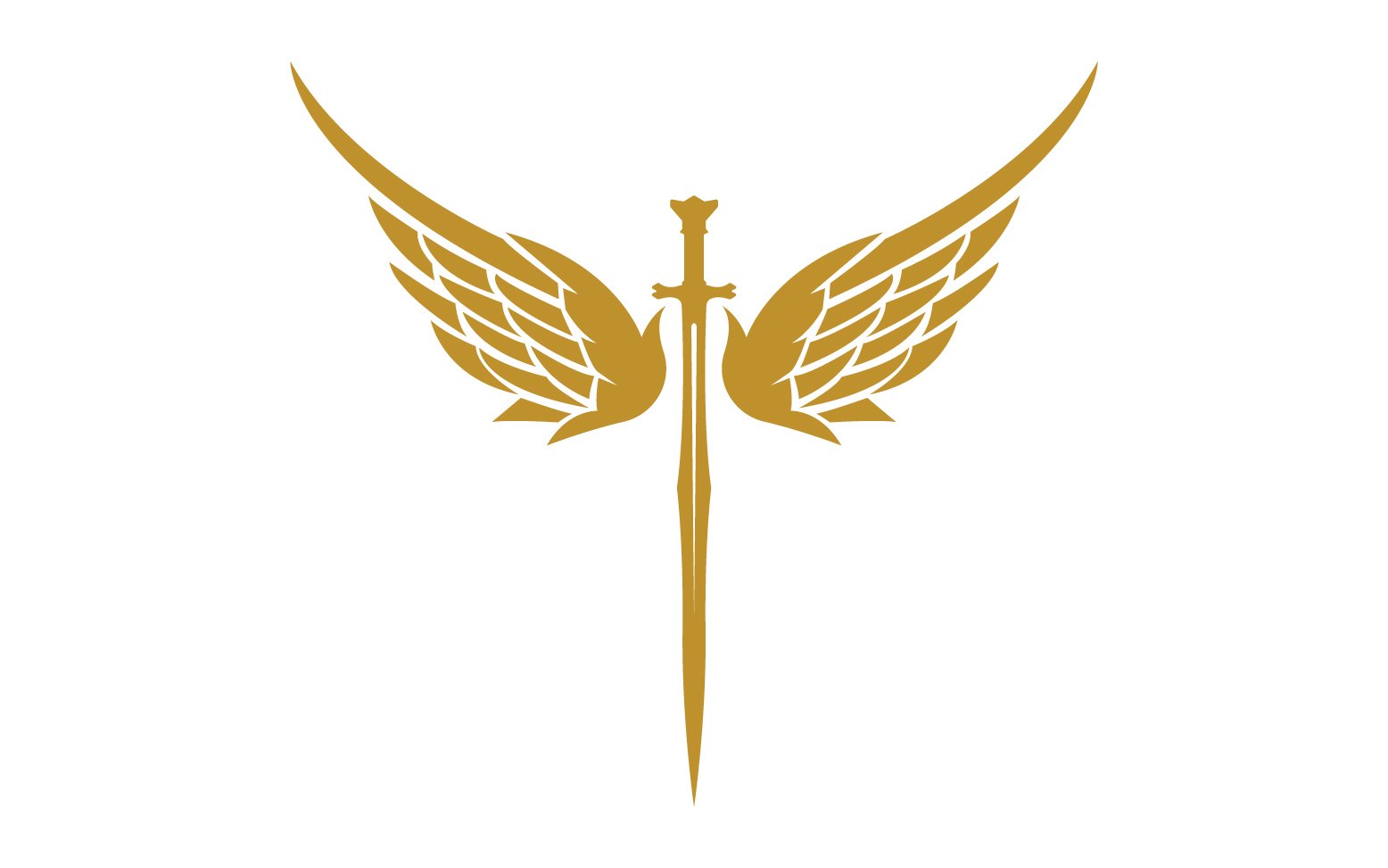 Sword with Wings. Golden Sword Symbol v23