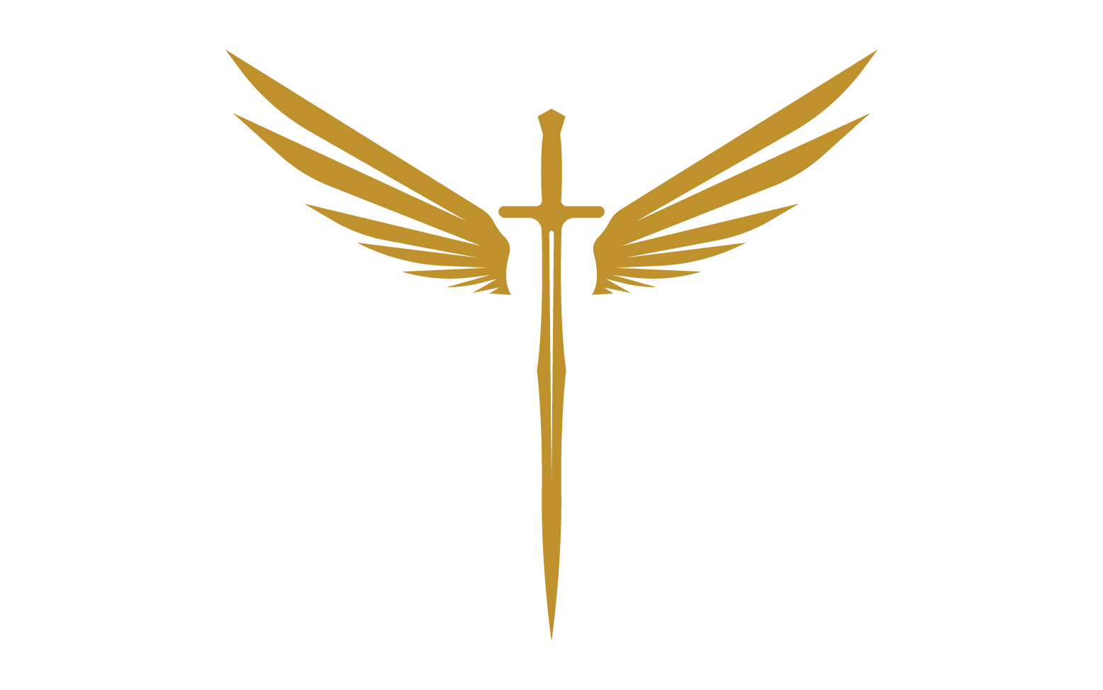 Sword with Wings. Golden Sword Symbol v15