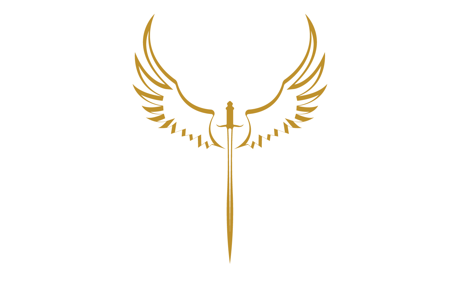 Sword with Wings. Golden Sword Symbol v29