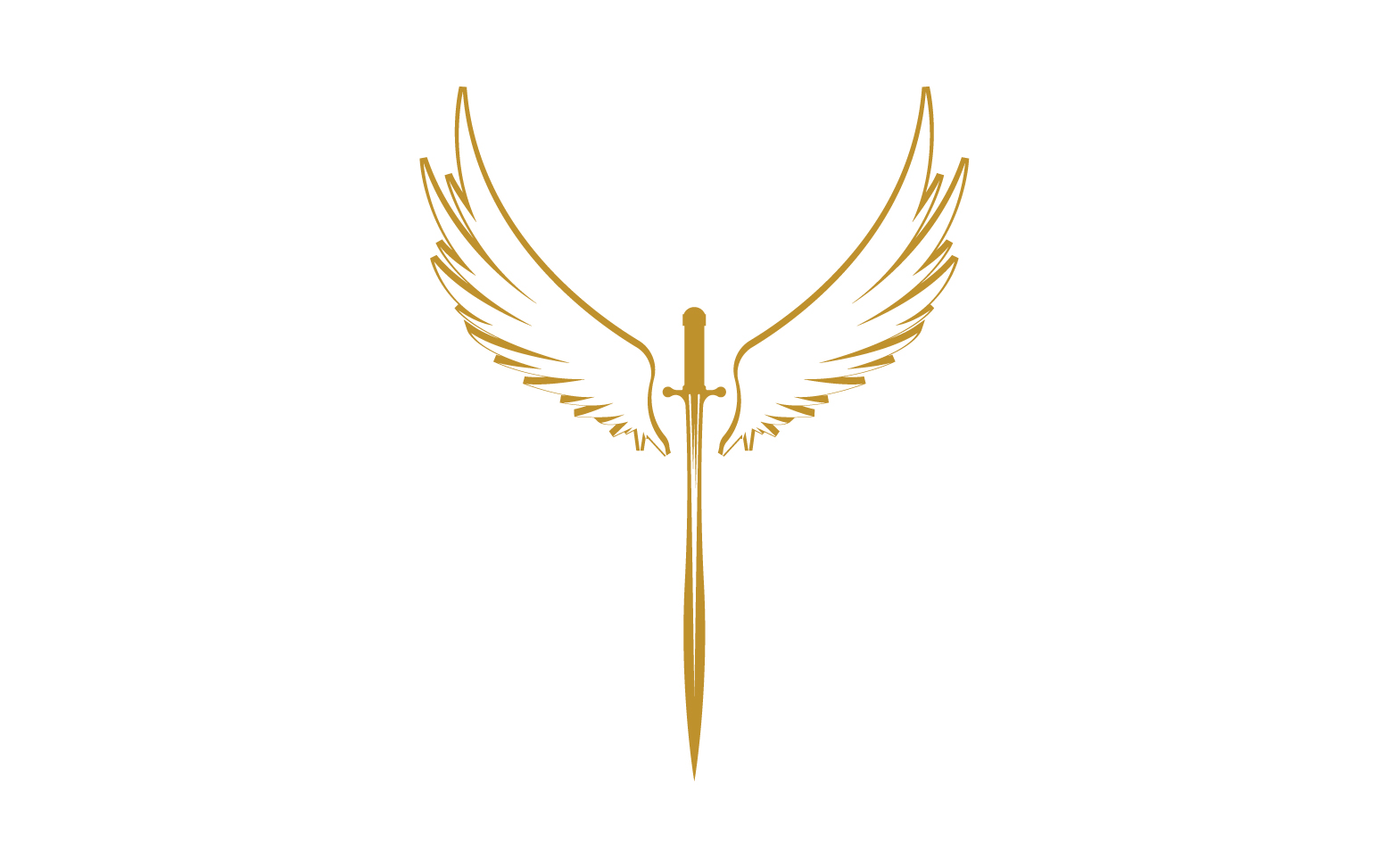 Sword with Wings. Golden Sword Symbol v26