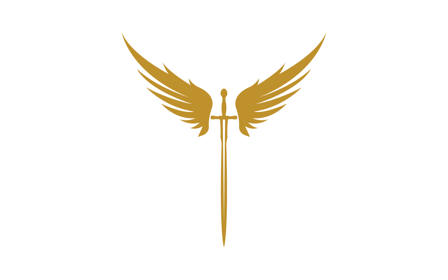 Sword with Wings. Golden Sword Symbol v18