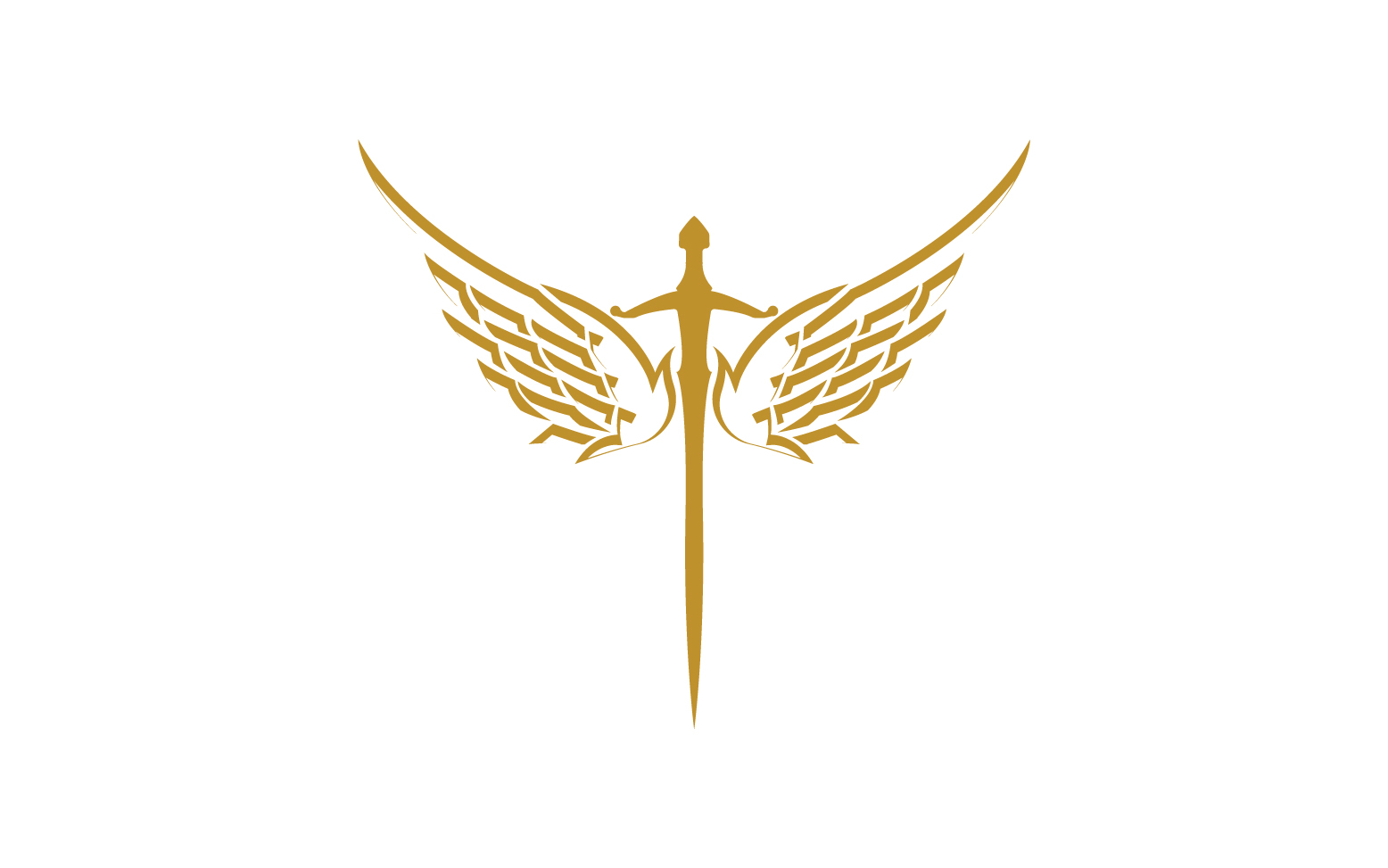 Sword with Wings. Golden Sword Symbol v33