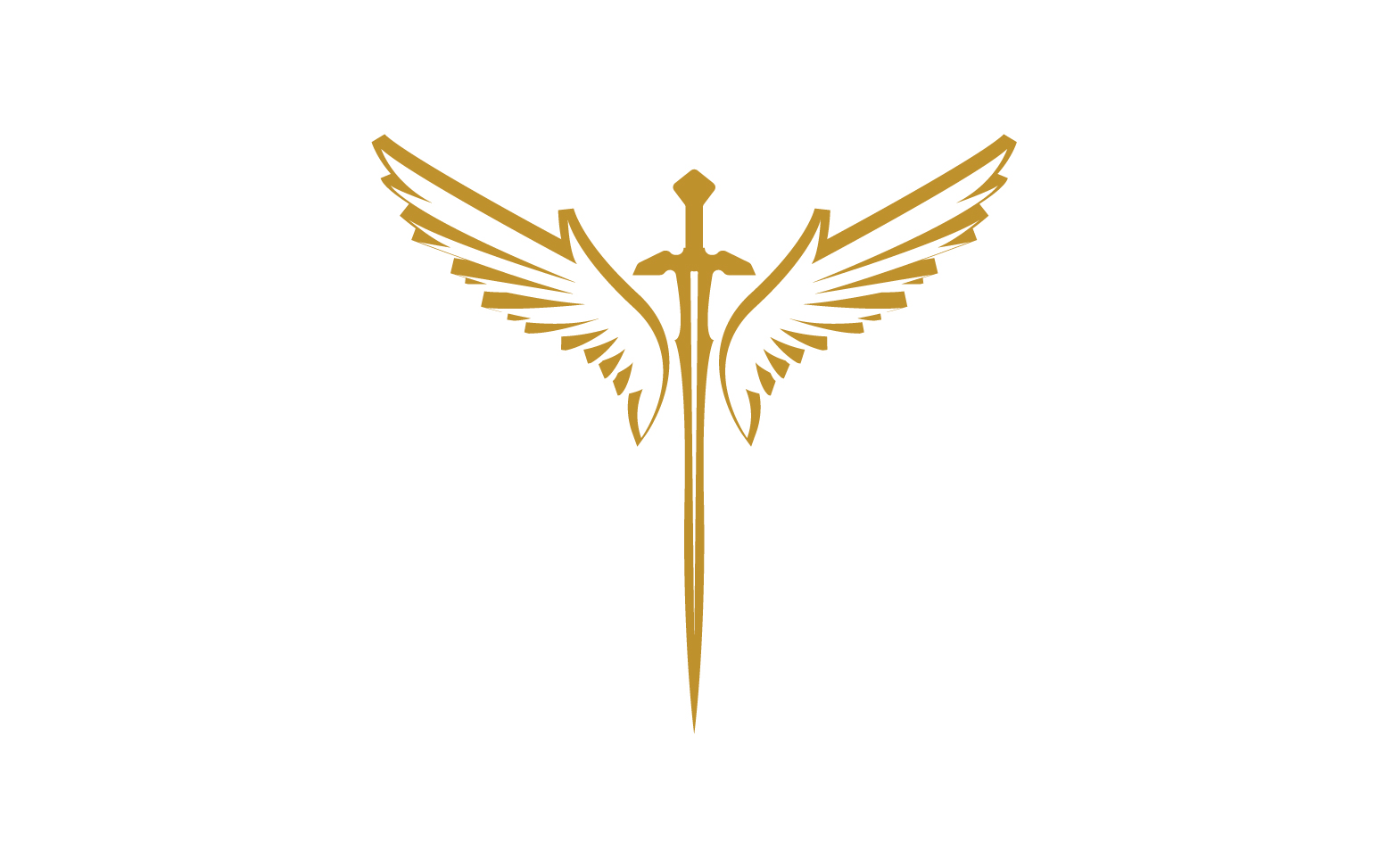 Sword with Wings. Golden Sword Symbol v41