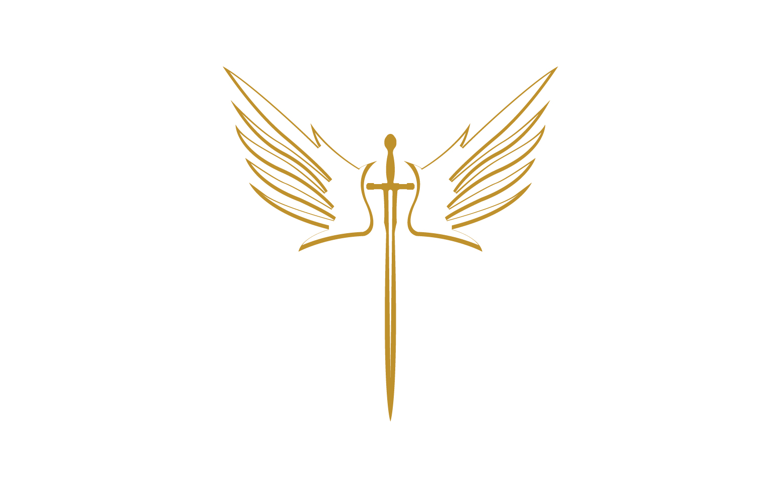 Sword with Wings. Golden Sword Symbol v42