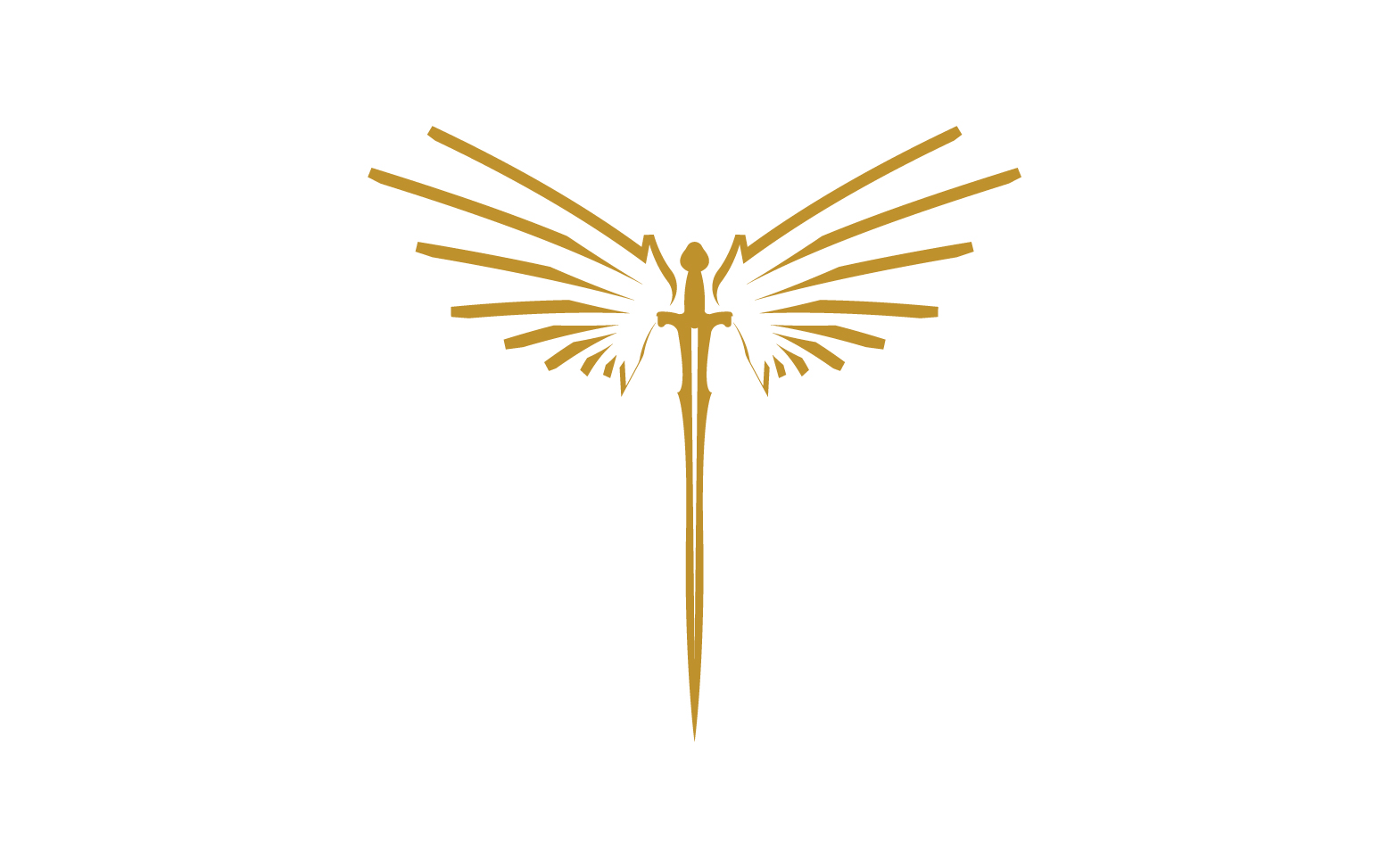 Sword with Wings. Golden Sword Symbol v43