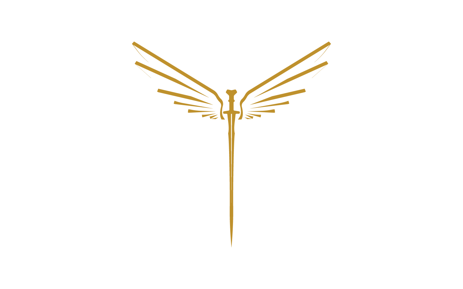 Sword with Wings. Golden Sword Symbol v44
