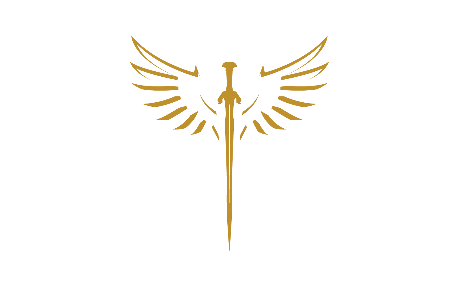 Sword with Wings. Golden Sword Symbol v45