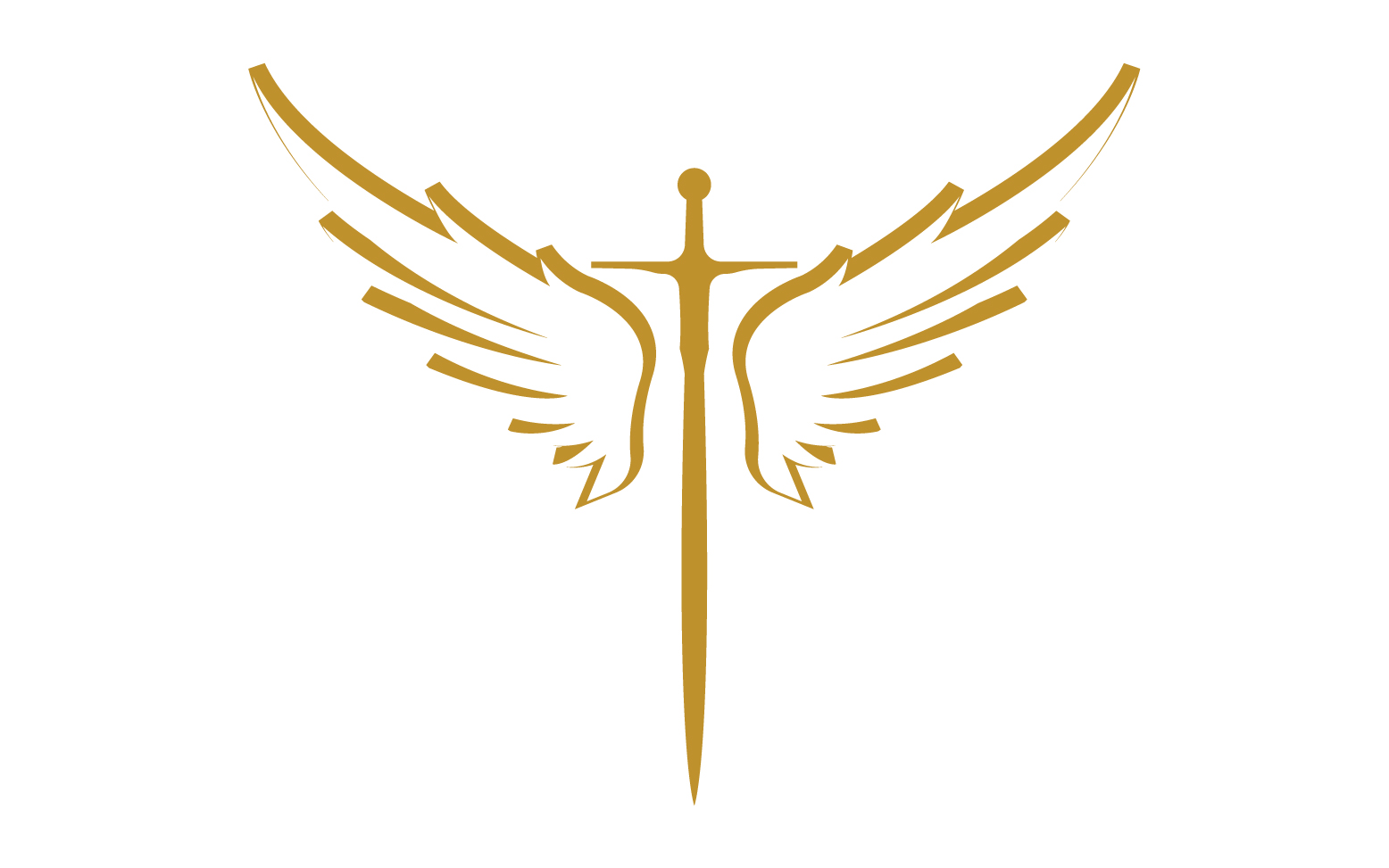 Sword with Wings. Golden Sword Symbol v38