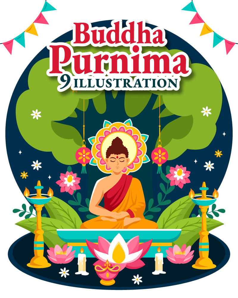 9 Buddha Purnima Illustration