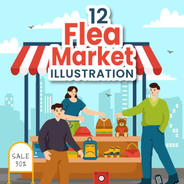 Market Flea Illustrations Templates 388557