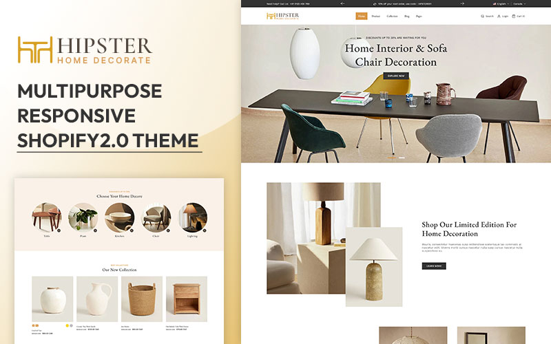Hipster - Furniture Interior & Home Decor Store Multipurpose Shopify 2.0 Responsive Theme