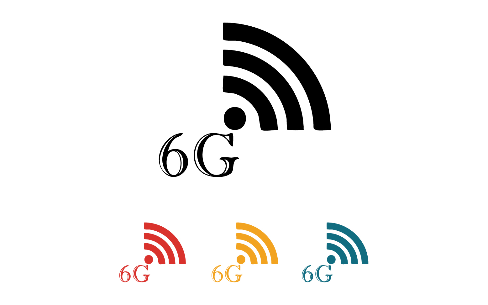 6G signal network tecknology logo vector icon v8
