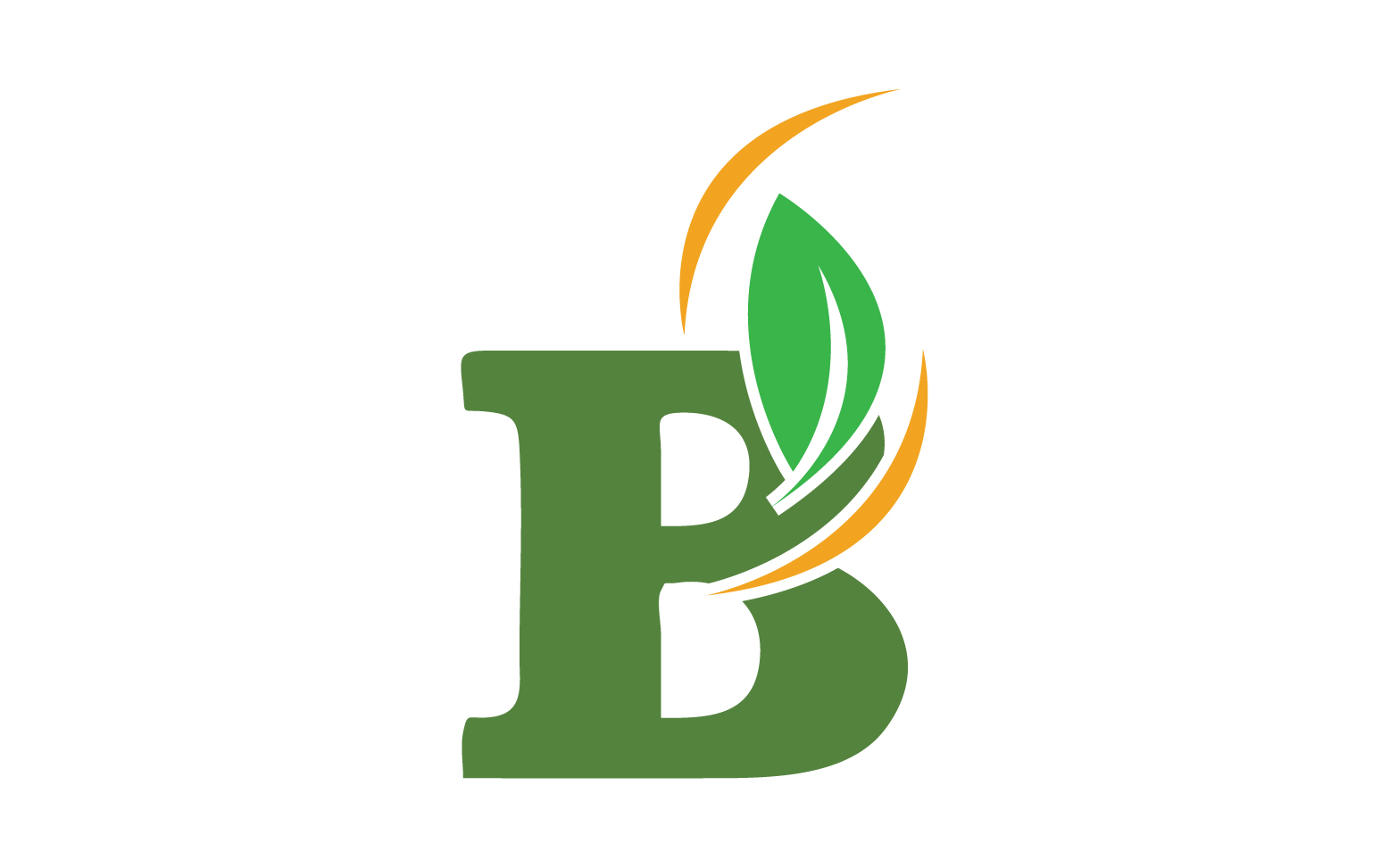 B letter leaf green initial name v4