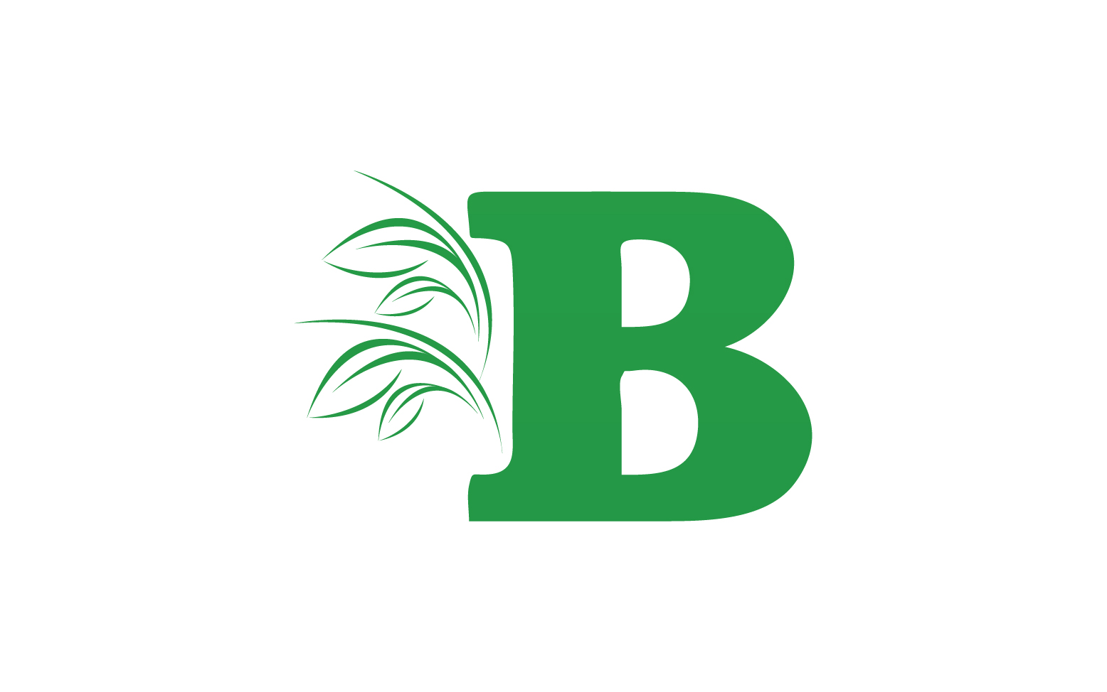 B letter leaf green initial name v52