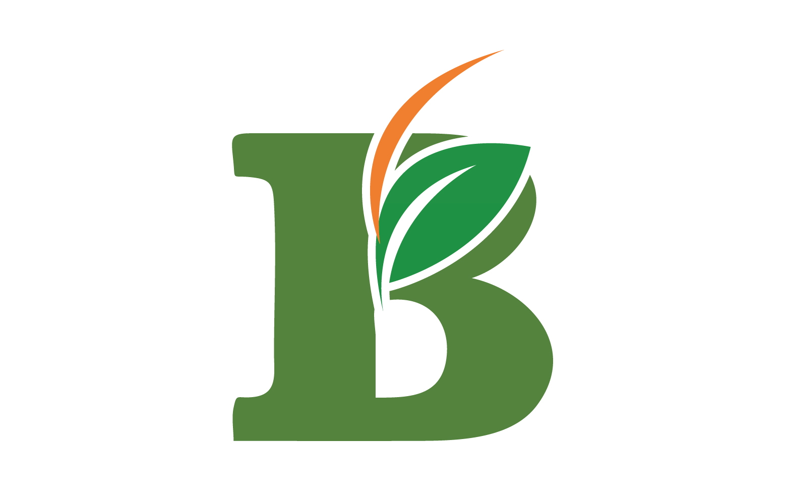 B letter leaf green initial name v59