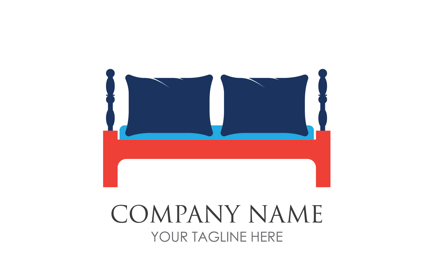 Bed and pillow hotel logo icon v7