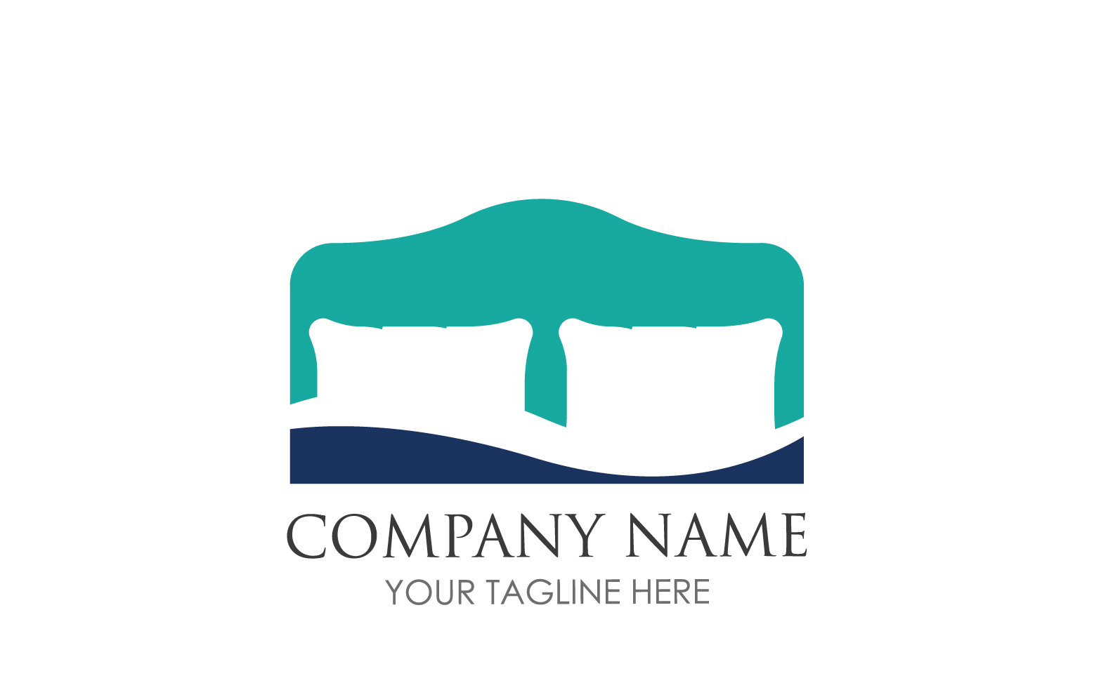 Bed and pillow hotel logo icon v10