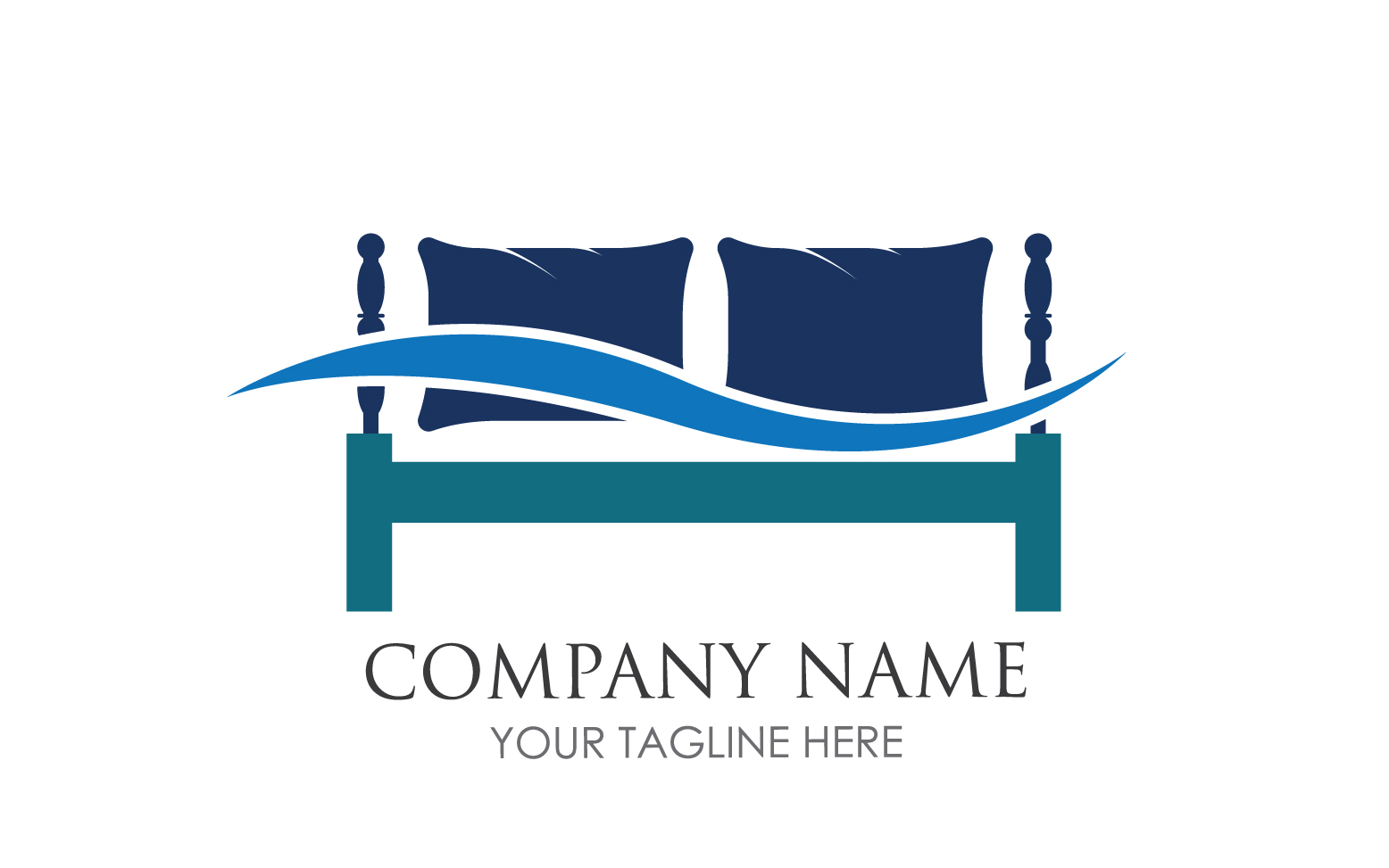 Bed and pillow hotel logo icon v15