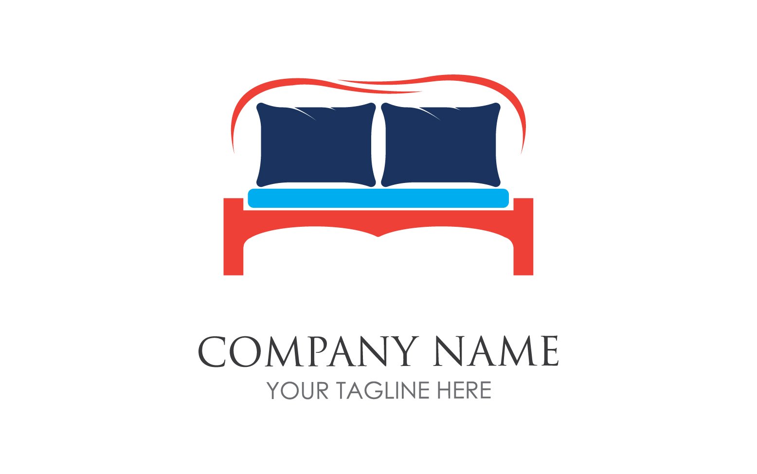 Bed and pillow hotel logo icon v52