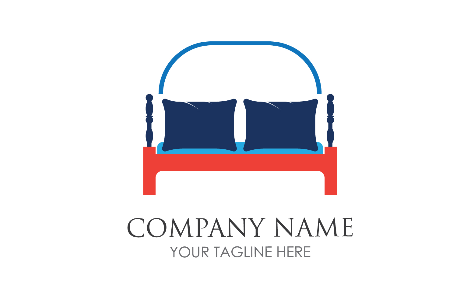 Bed and pillow hotel logo icon v59