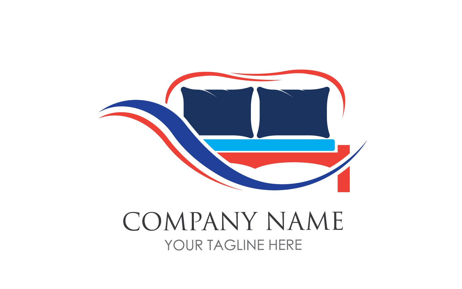 Bed and pillow hotel logo icon v62