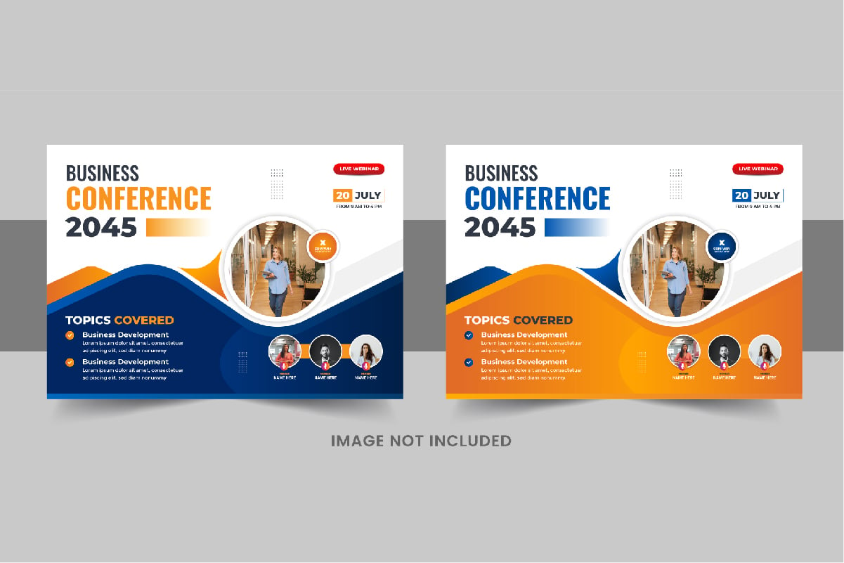 Modern horizontal business conference flyer or business live webinar flyer