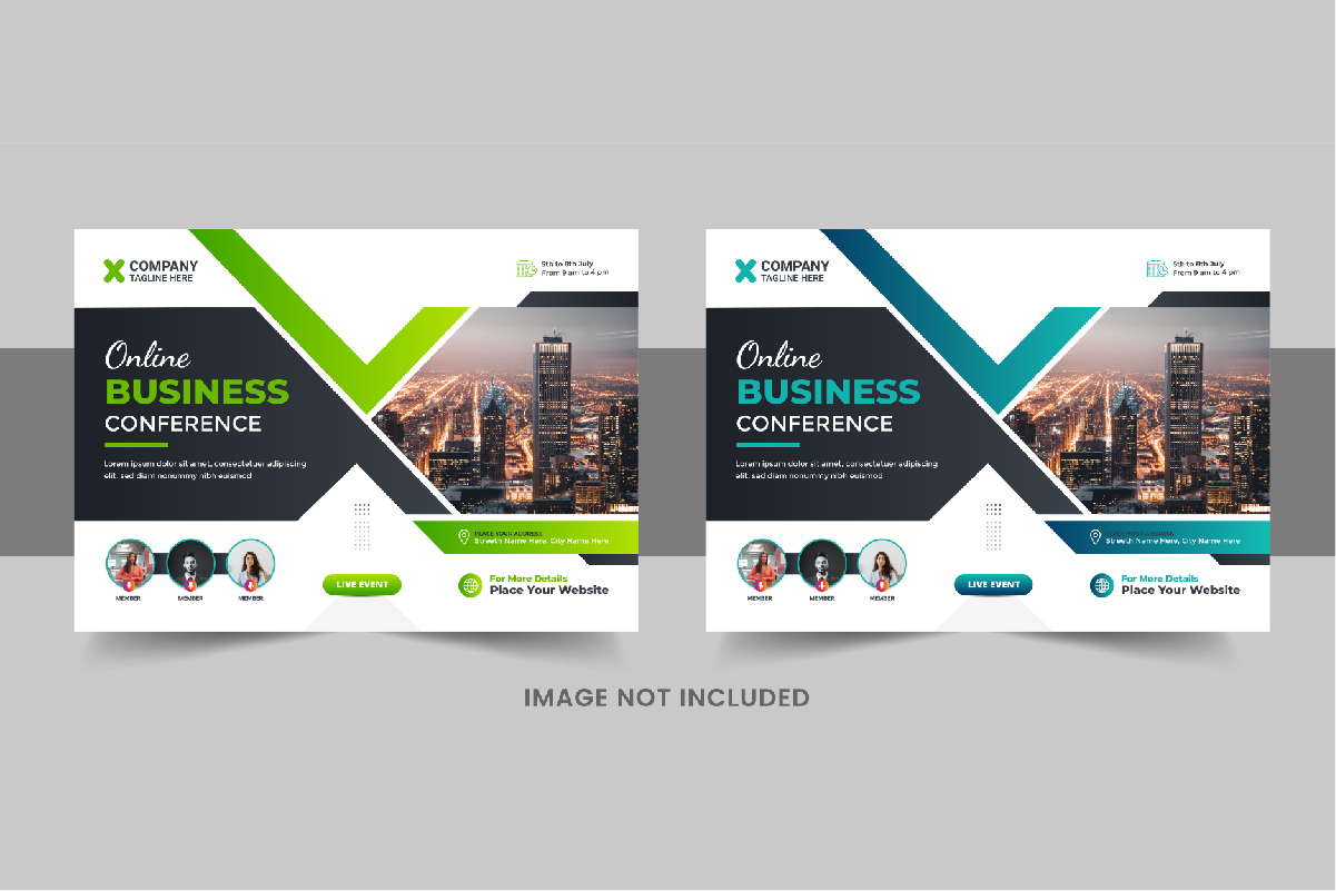 Modern horizontal business conference flyer or business live webinar flyer template