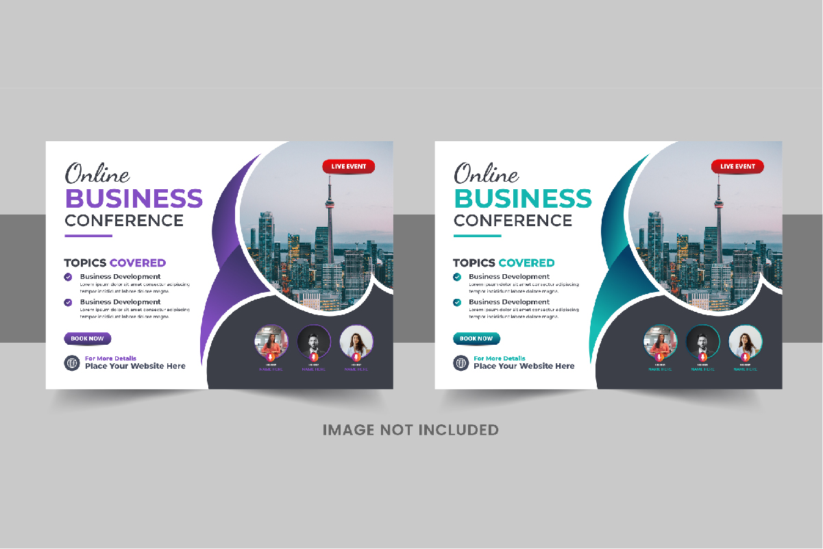 Modern horizontal business conference flyer or business live webinar flyer design template