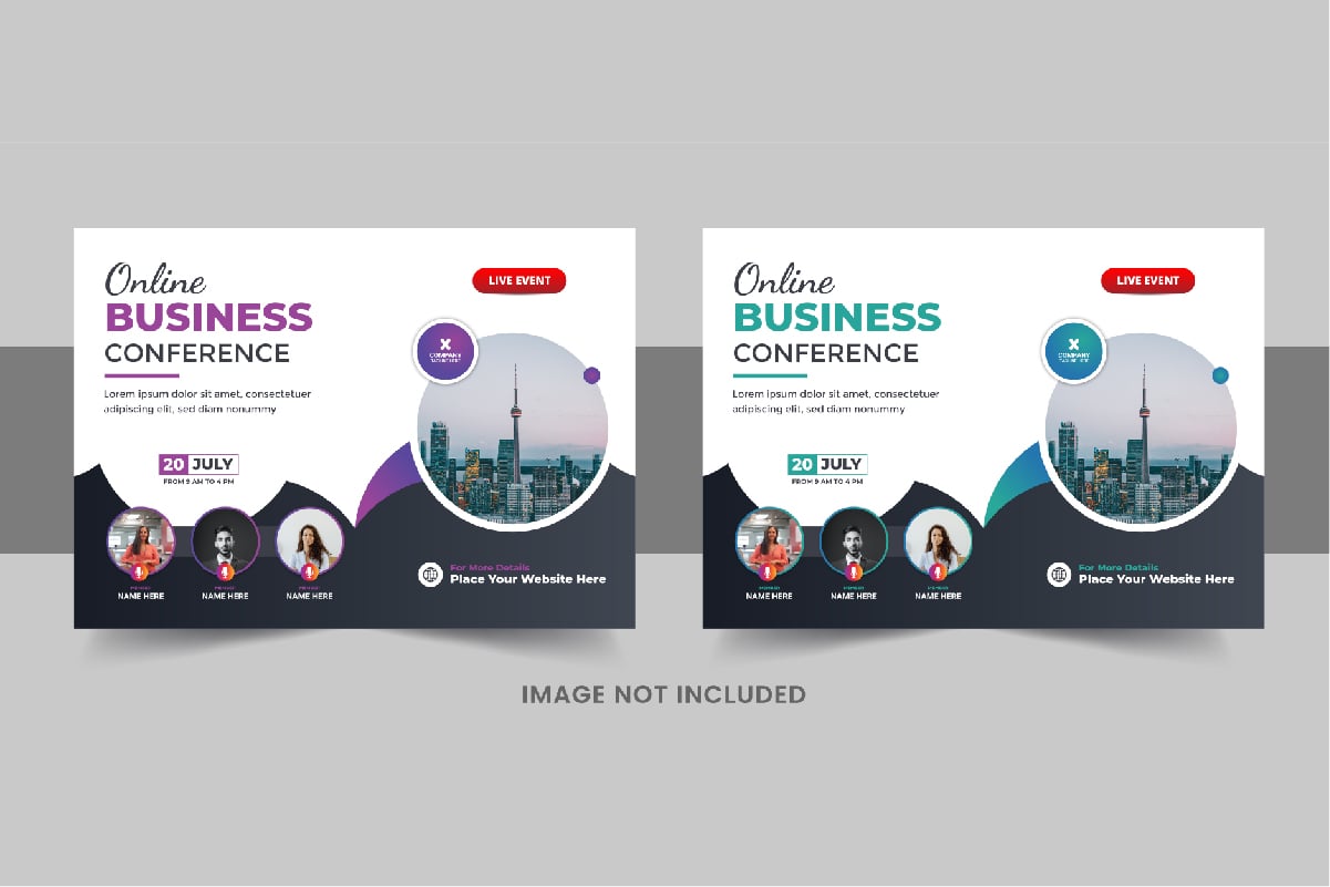 Modern horizontal business conference flyer or business live webinar flyer template design