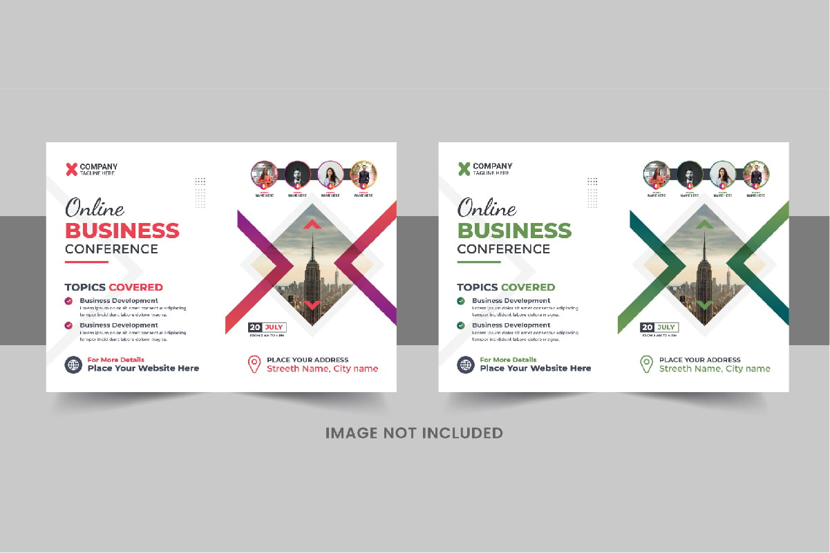 Modern horizontal business conference flyer or business live webinar flyer design layout