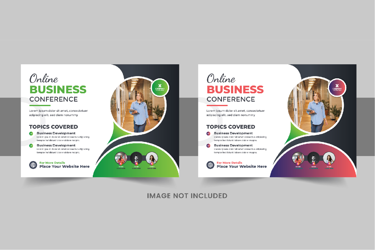 Modern horizontal business conference flyer or business live webinar flyer template design layout