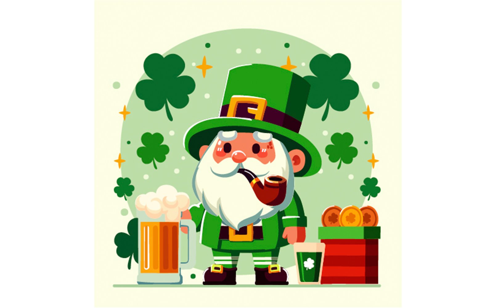 Vector Hand Drawn Saint Patrick Day Leprechaun