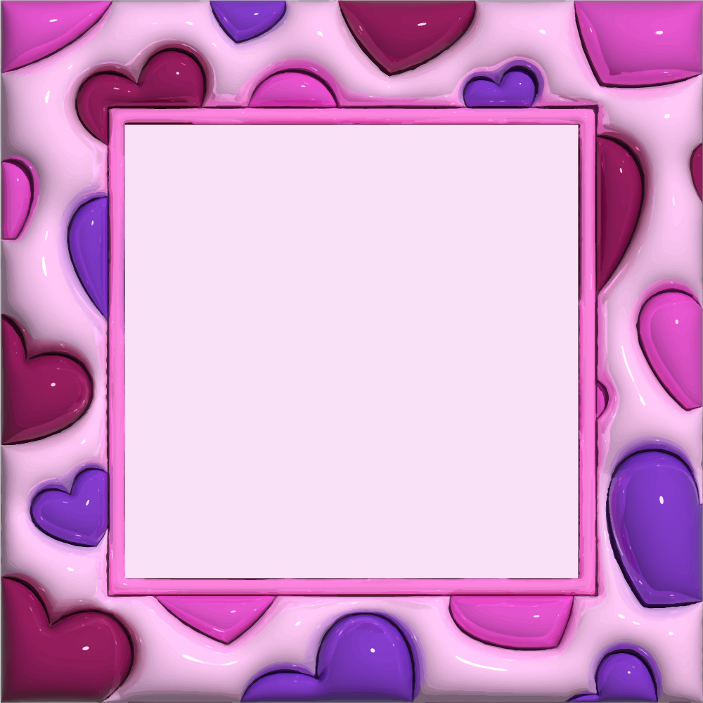 A square template for the Valentine's Day card with 3D hearts