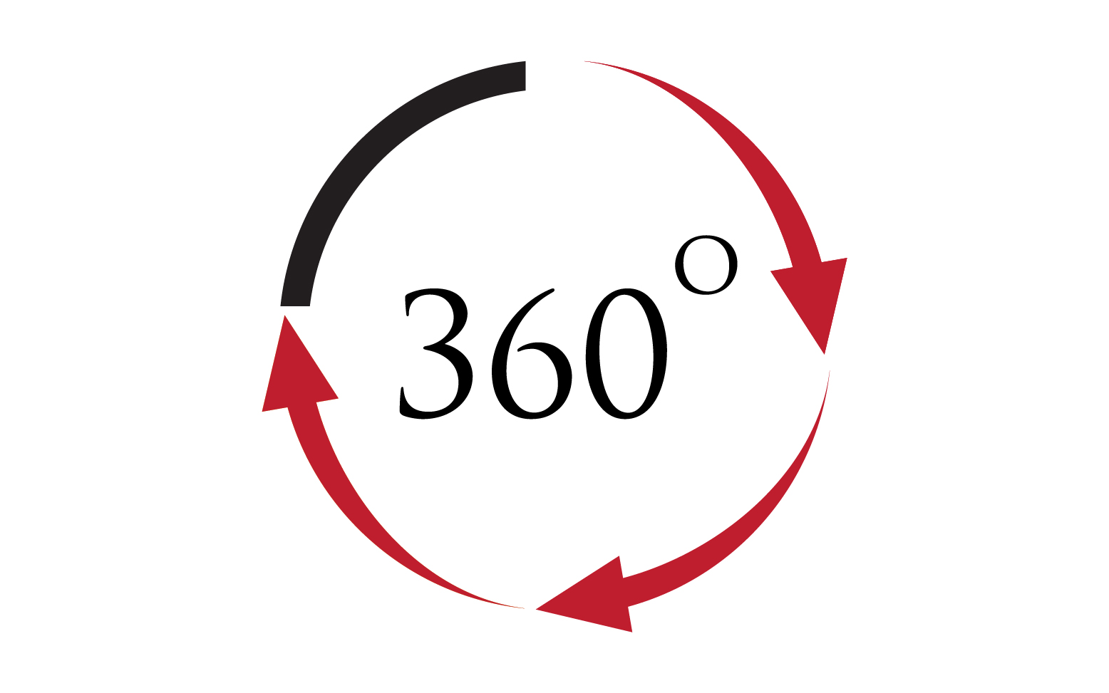 360 degree angle rotation icon symbol logo version v15