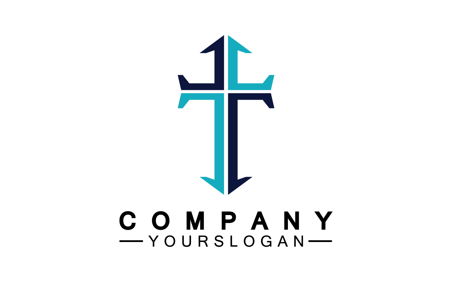 Christian cross icon logo vector v19