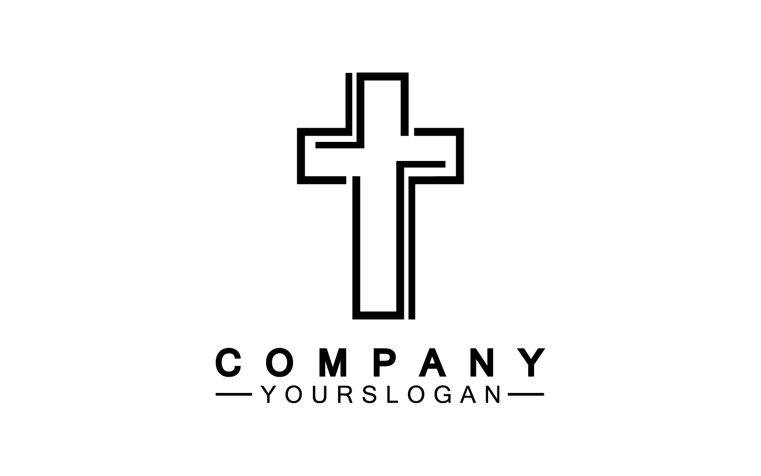 Christian cross icon logo vector v28