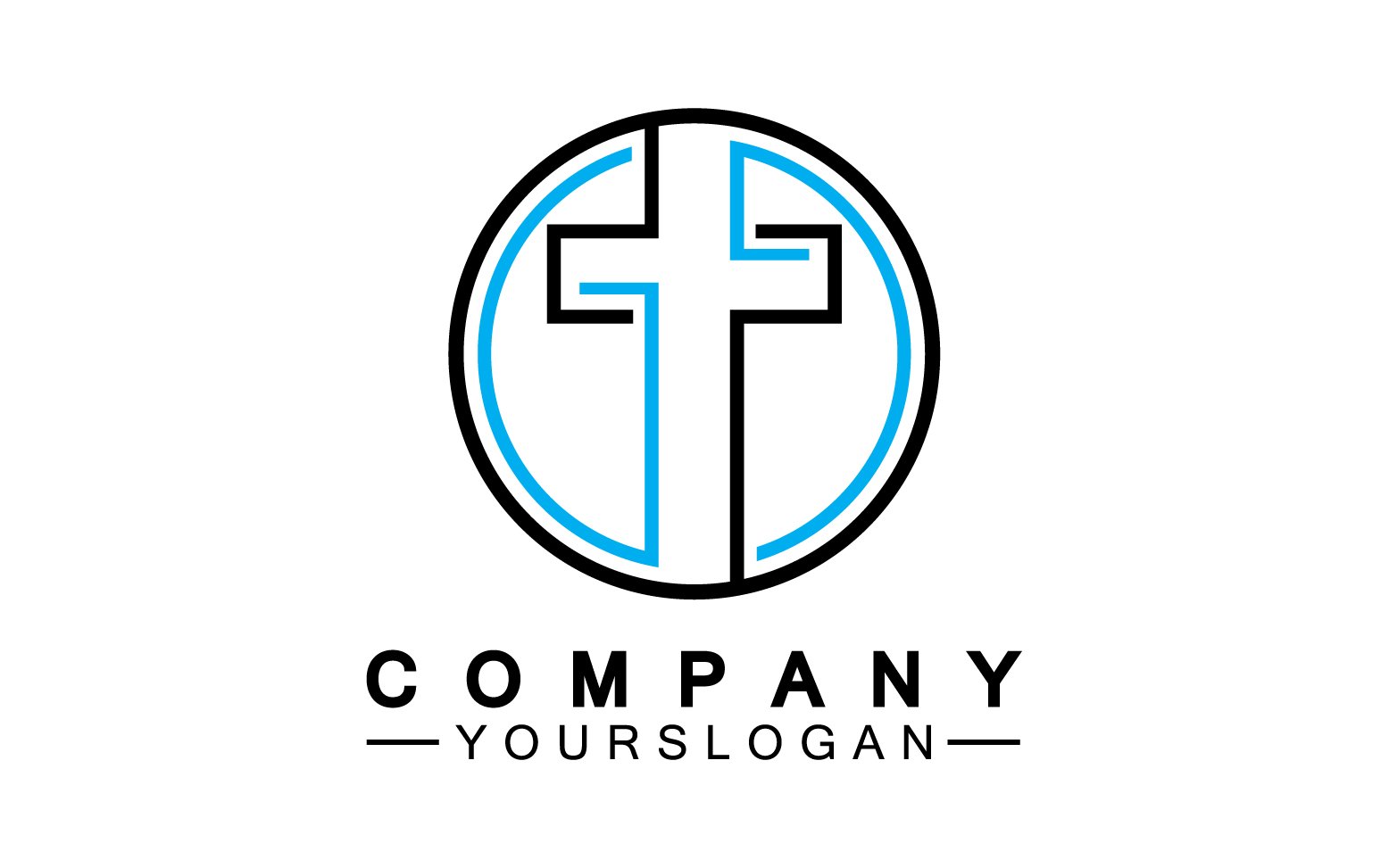 Christian cross icon logo vector v22