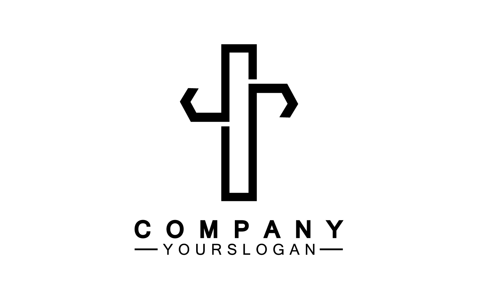 Christian cross icon logo vector v35