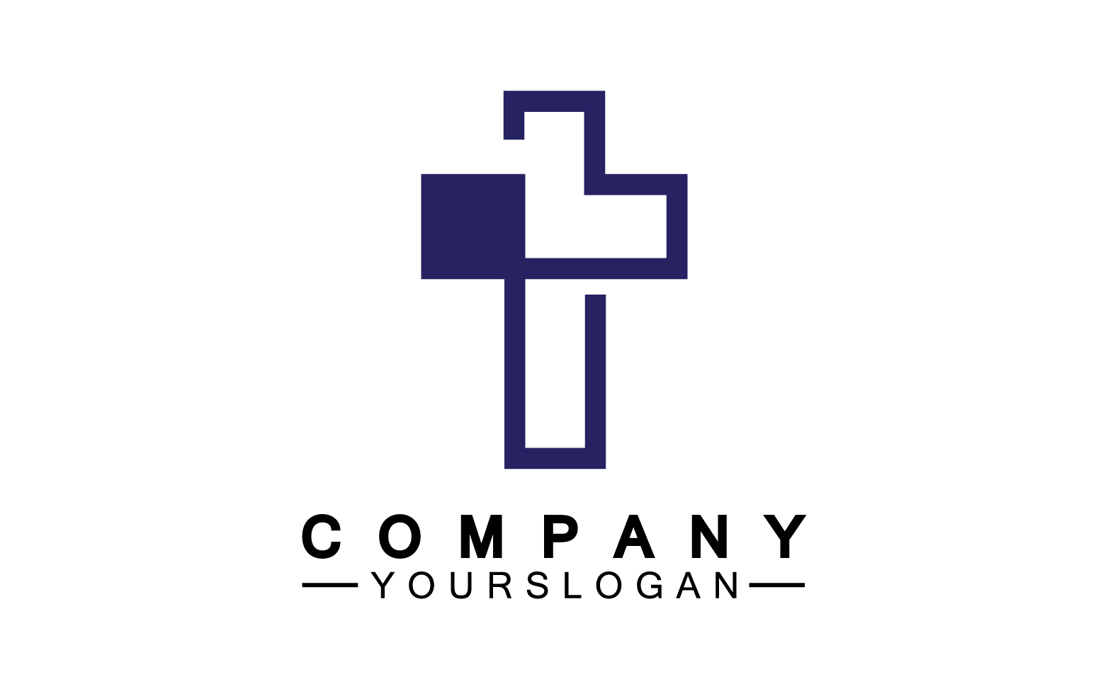Christian cross icon logo vector v37