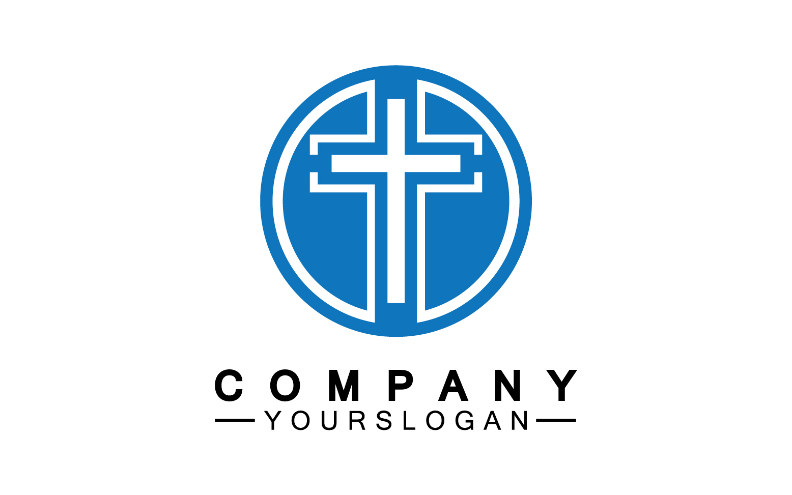 Christian cross icon logo vector v39