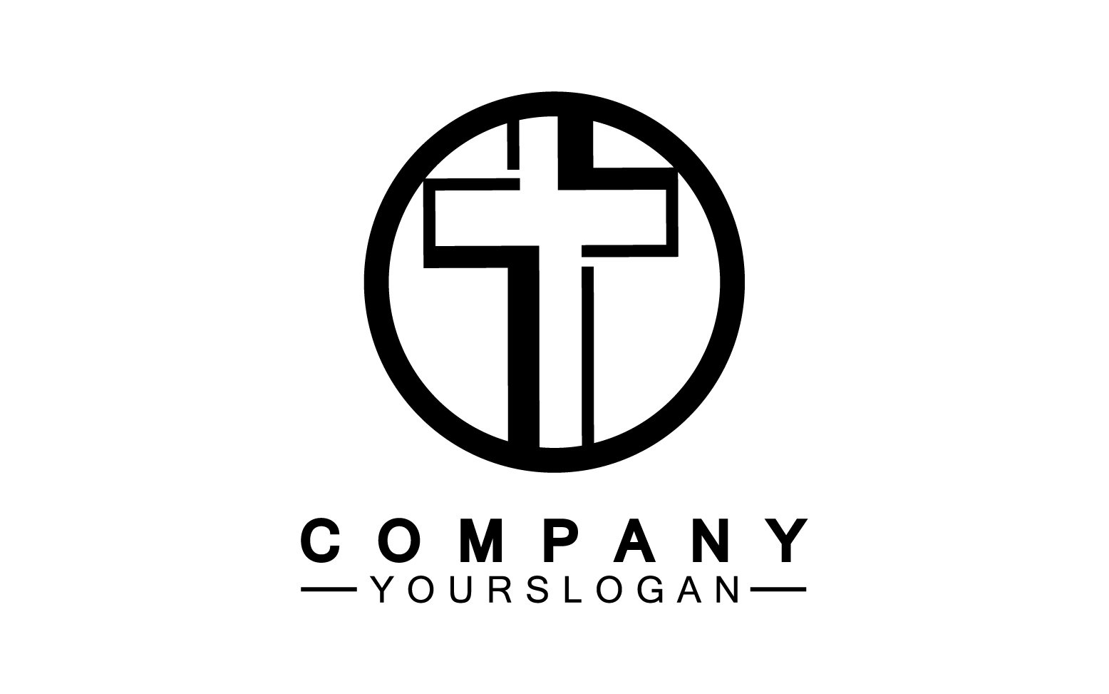 Christian cross icon logo vector v36